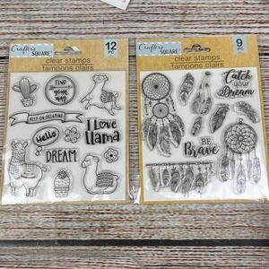 Crafter's Square Clear Stamps Llama Cactus Dreamcatcher Boho 2 Pack 21pc 325468